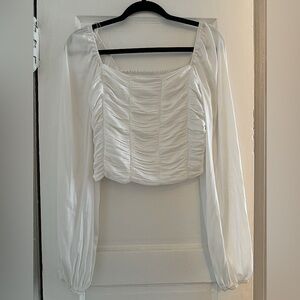 DO+BE white top with silk long sleeves